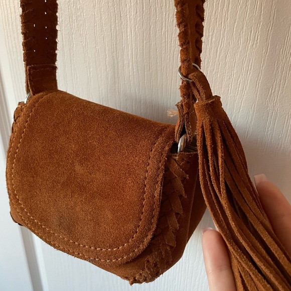 Tasseled Split Leather Mini Crossbody Bag - Picture 2 of 8